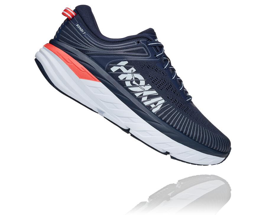 Tenis Hoka One One Feminino Azul Marinho/Branco - Bondi 7 - 245-TBMAYC